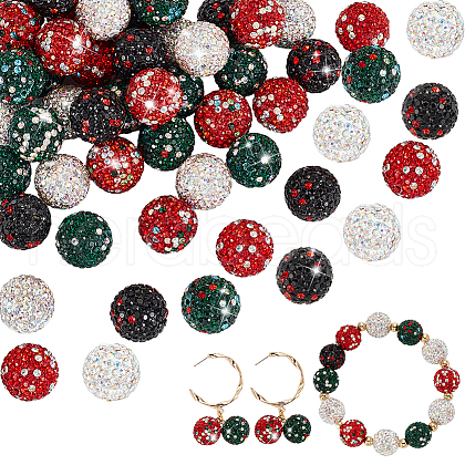   96Pcs 6 Colors Rhinestone Clay Pave Beads RB-PH0001-63-1