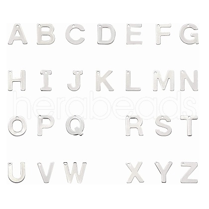 Tarnish Resistant 304 Stainless Steel Alphabet Charms STAS-O073-01-1