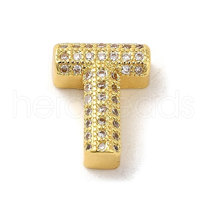 Brass Micro Pave Clear Cubic Zirconia Charms ZIRC-C009-01G-T-1