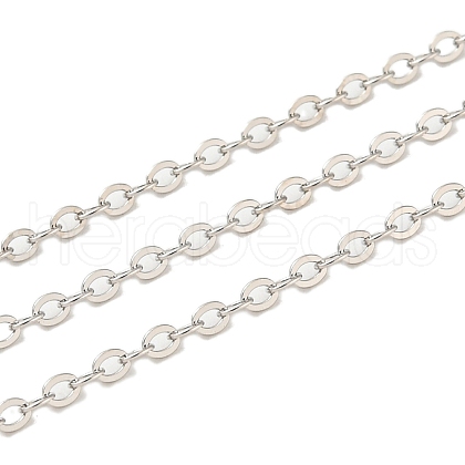 Anti-Tarnish Rhodium Plated 925 Sterling Silver Flat Cable Chains STER-F052-04P-01-1