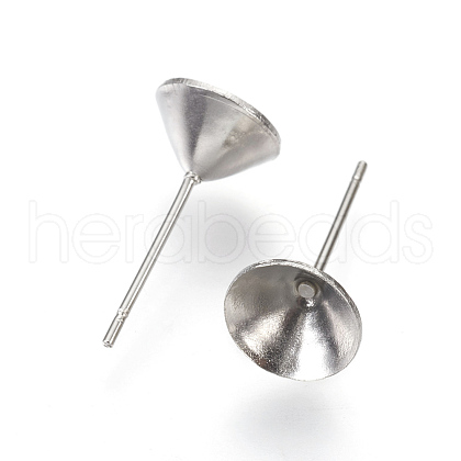 Non-Tarnish 304 Stainless Steel Post Stud Earring Settings STAS-E446-01E-P-1