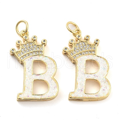 Brass Micro Pave Clear Cubic Zirconia Pendants KK-G498-01B-02-1