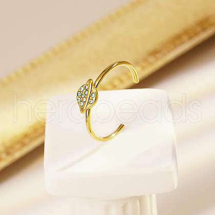 Stainless Steel with Rhinestone Open Cuff Rings for Women IS4761-1