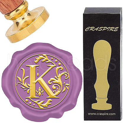 Brass Wax Seal Stamps with Wood Handle AJEW-WH0412-0244-1