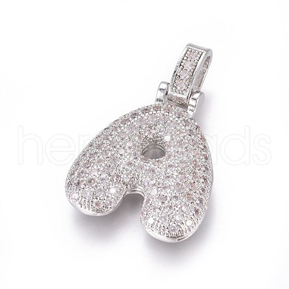 Platinum Plated Brass Micro Pave Cubic Zirconia Pendants ZIRC-L075-52A-P-1