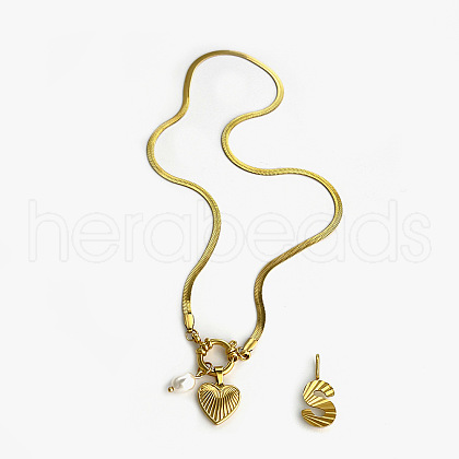 304 Stainless Steel Letter and Heart Pendant Necklaces for Women FS-WG694DF-19-1