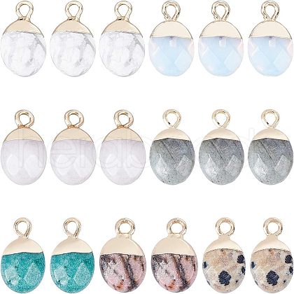 Electroplate Gemstone Charms G-FH0001-11G-1
