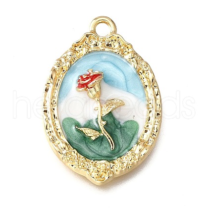 Flower Alloy Enamel Pendants ENAM-K076-07C-G-1