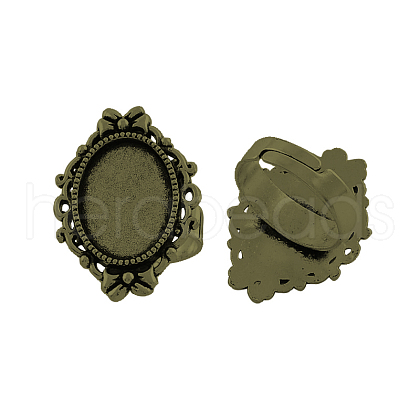 Vintage Adjustable Iron Finger Ring Components Alloy Cabochon Bezel Settings PALLOY-Q300-10AB-NR-1
