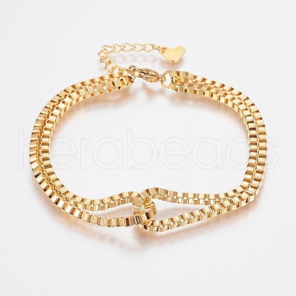 304 Stainless Steel Box Chain Bracelets BJEW-I243-02G-1