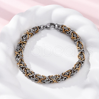 201 Stainless Steel Byzantine Chain Bracelets BJEW-B078-174GP-1