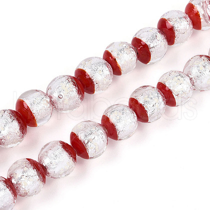 Luminous Handmade Lampwork Silver Foil Beads Strand FOIL-N029-03E-1
