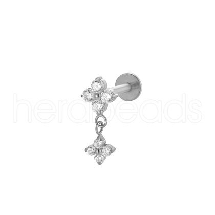 Titanium Alloy Cubic Zirconia 17 Gauge Flower Internally Threaded Labrets WG71E87-24-1