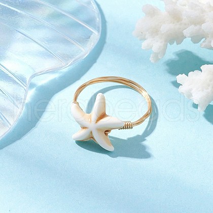 Synthetic Turquoise Finger Rings RJEW-JR00878-02-1