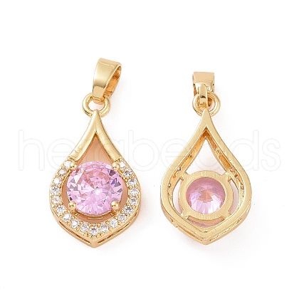 Brass Micro Pave Cubic Zirconia Pendants KK-E068-VC438-1