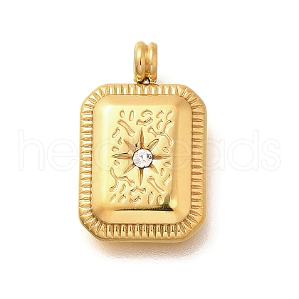 304 Stainless Steel Rhinestone Pendants STAS-M109-09G-01-1