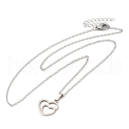 306 Stainless Steel Pendant Necklace for Women NJEW-Q772-01P-02-1