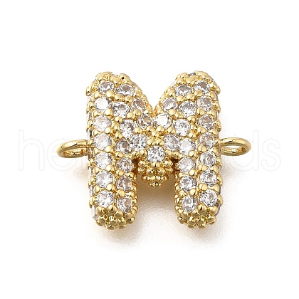 Brass Micro Pave Cubic Zirconia Letter Links X-KK-I717-04M-1