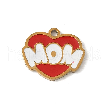 Mother's Day 304 Stainless Steel Enamel Charms STAS-P388-19I-G-1