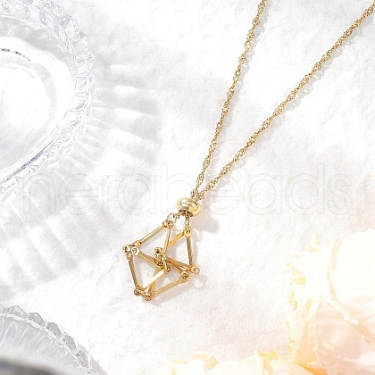 304 Stainless Steel Empty Macrame Pouch Pendant Singapore Chain Necklace Making NJEW-JN05283-01-1