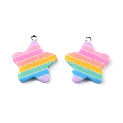 Rainbow Star Resin Pendants CRES-O003-01-1