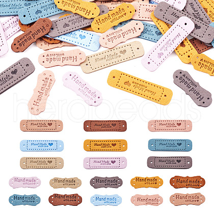 Beadthoven 76Pcs 19 Style Microfiber Leather Labels DIY-BT0001-20-1