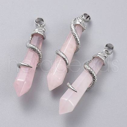 Natural Rose Quartz Big Pointed Pendants G-F696-B13-1