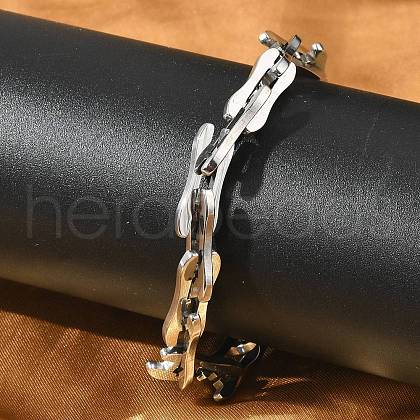 304 Stainless Steel Rectangle Link Chains Bracelets for Men & Women BJEW-D042-46P-1