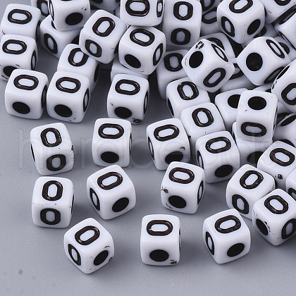 White Opaque Acrylic Beads X-MACR-R869-02O-1