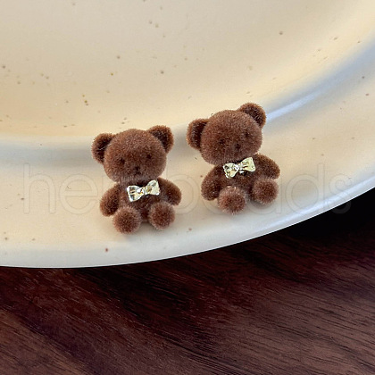 British Style Cartoon Bow Plush Bear Stud Earrings TT1942-1-1