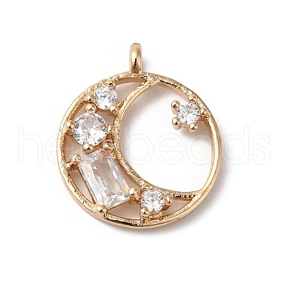 Brass Micro Pave Clear Cubic Zirconia Pendants KK-C062-098G-1