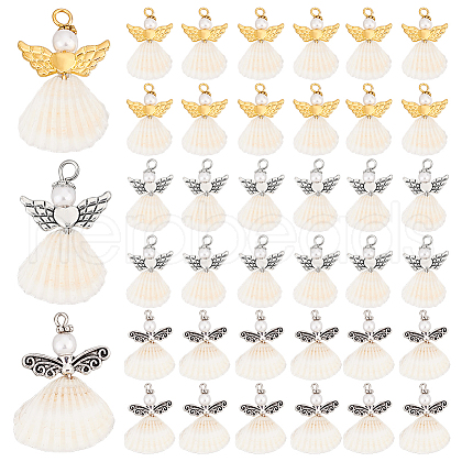   48Pcs 3 Styles Spiral Shell Angel Pendants FIND-PH0020-54-1