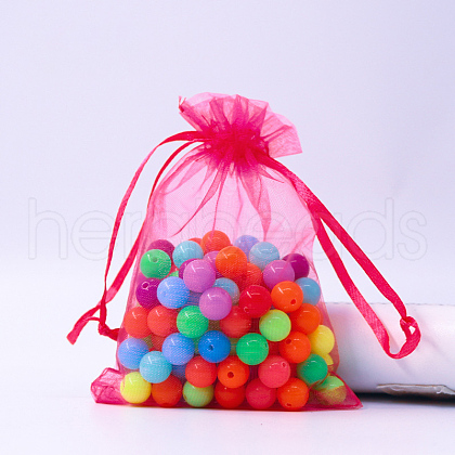 Rectangle Organza Drawstring Bags CON-PW0001-054A-17-1