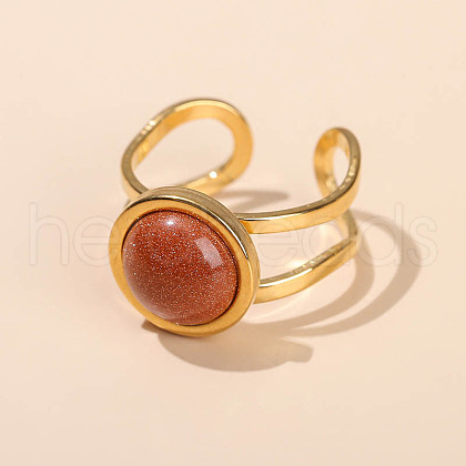 304 Stainless Steel & Goldstone Cuff Rings FS-WGDE3F0-24-1