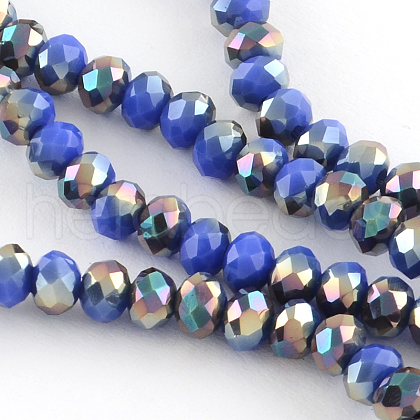 Electroplate Glass Faceted Rondelle Bead Strands EGLA-Q054-4mm-03-1