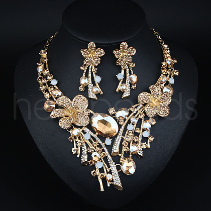 Alloy Glass Rhinestone Earrings & Necklaces Sets FS-WG8F07A-04-1