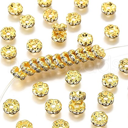 Brass Grade A Crystal Rhinestone Spacer Beads RB-A006-7MM-G-1