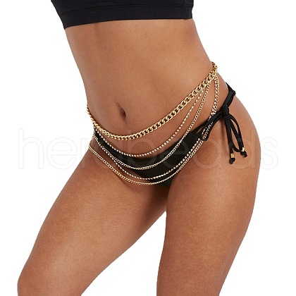 1Pc Alloy Crystal Rhinestone Multi-Layer Link Chian Waist Body Chains for Jeans Dresses WG49084-10-1