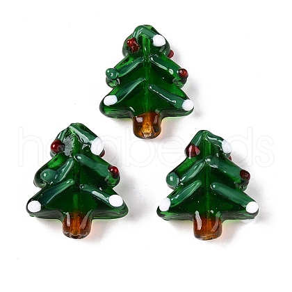 Christmas Themed Handmade Lampwork Beads XMAS-PW0001-201F-1