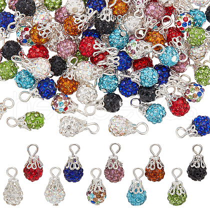 Handmade Polymer Clay Glass Rhinestone Pendants PALLOY-PH01693-1