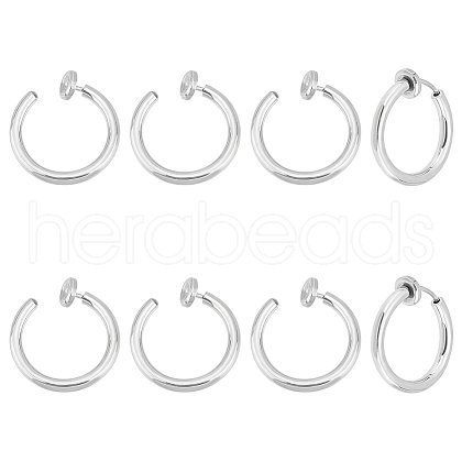 Unicraftale 4 Pairs 201 Stainless Steel Retractable Clip-on Hoop Earrings STAS-UN0052-03B-1