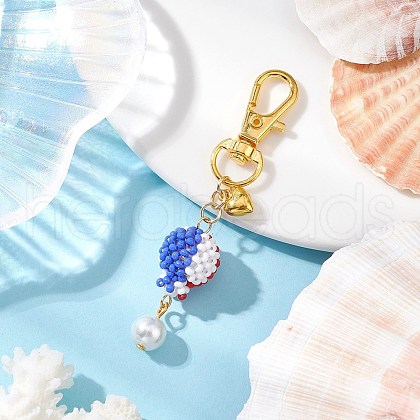 Hot Air Balloon Glass Seed Beaded Pendant Decorations HJEW-MZ00208-1