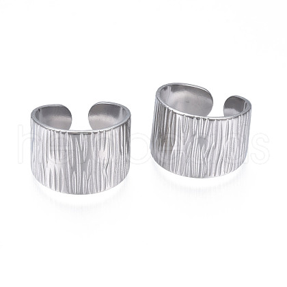 Non-Tarnish 304 Stainless Steel Texture Open Cuff Ring RJEW-S405-258P-1