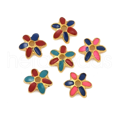 Alloy Enamel Bead Caps FIND-A049-05G-1