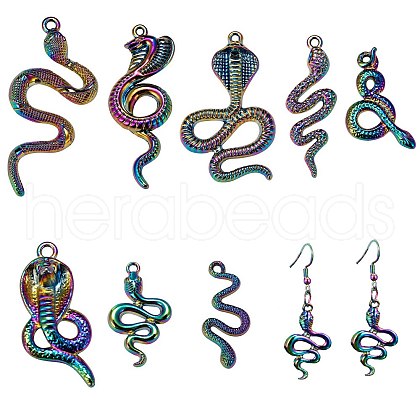 16Pcs 8 Style Rainbow Color Alloy Pendants FIND-LS0001-17MC-1