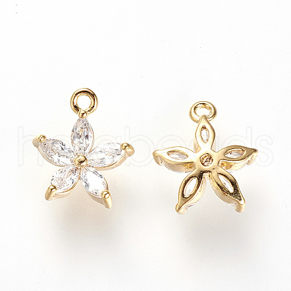 Brass Cubic Zirconia Charms X-KK-Q669-28G-1