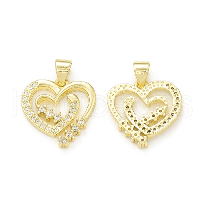 Rack Plating Brass Micro Pave Cubic Zirconia Pendants KK-C011-44G-1