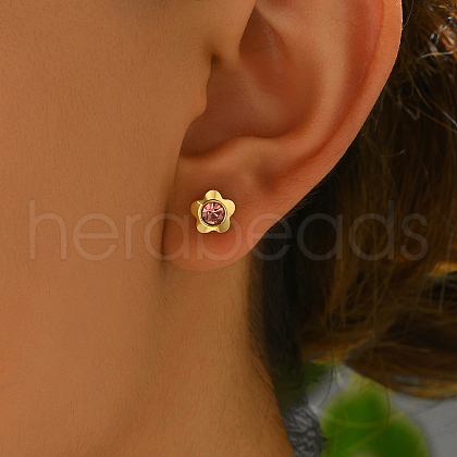Elegant Stainless Steel Flower Stud Earrings EA4247-2-1