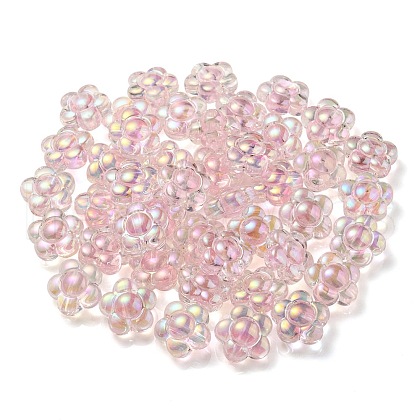 UV Plating Rainbow Iridescent Transparent Acrylic Beads OACR-C007-11E-1