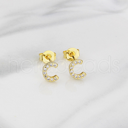 Brass Clear Cubic Zirconia Stud Earrings WGC2A80-03-1